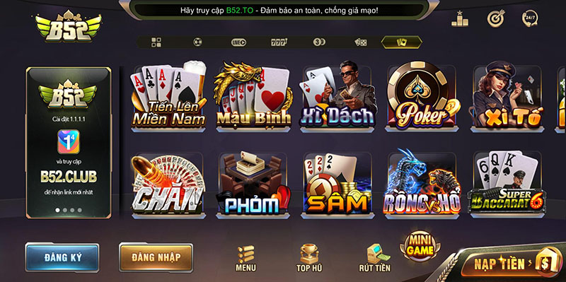 Giao diện game bài B52 Club